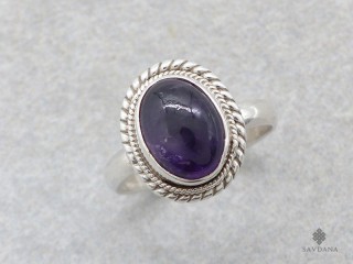BA402 Bague Argent Massif Améthyste. Taille 56
