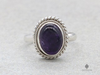 BA402 Bague Argent Massif Améthyste. Taille 56