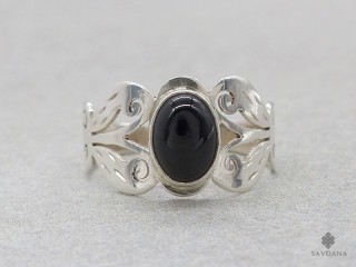 BA464 Bague Argent Massif Onyx. Taille 55