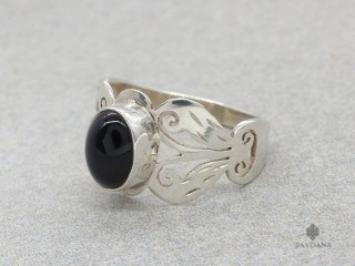 BA464 Bague Argent Massif Onyx. Taille 55