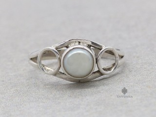 BA541 Bague Argent Massif Perle. Taille 56