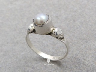 BA546 Bague Argent Massif Perle. Taille 57
