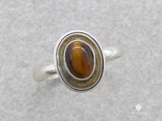 BA551 Bague Argent Massif Oeil de Tigre. Taille 57