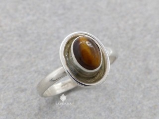 BA551 Bague Argent Massif Oeil de Tigre. Taille 57