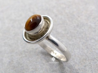 BA551 Bague Argent Massif Oeil de Tigre. Taille 57