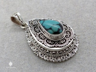 PA654. Pendentif Argent Massif Turquoise