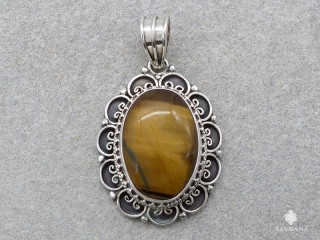 PA658 Pendentif Argent Massif Oeil de Tigre