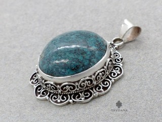 PA661 Pendentif Argent Massif Turquoise