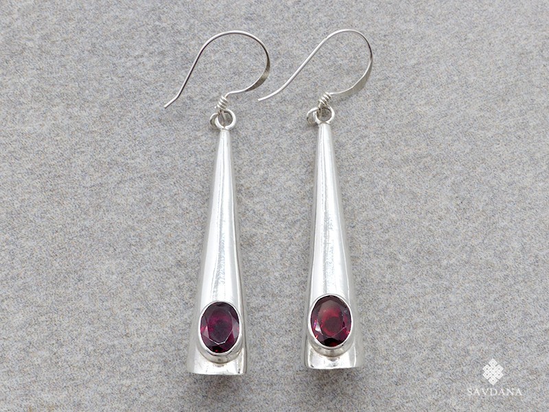 BdOA234 Boucles d'Oreille Argent Massif Grenat
