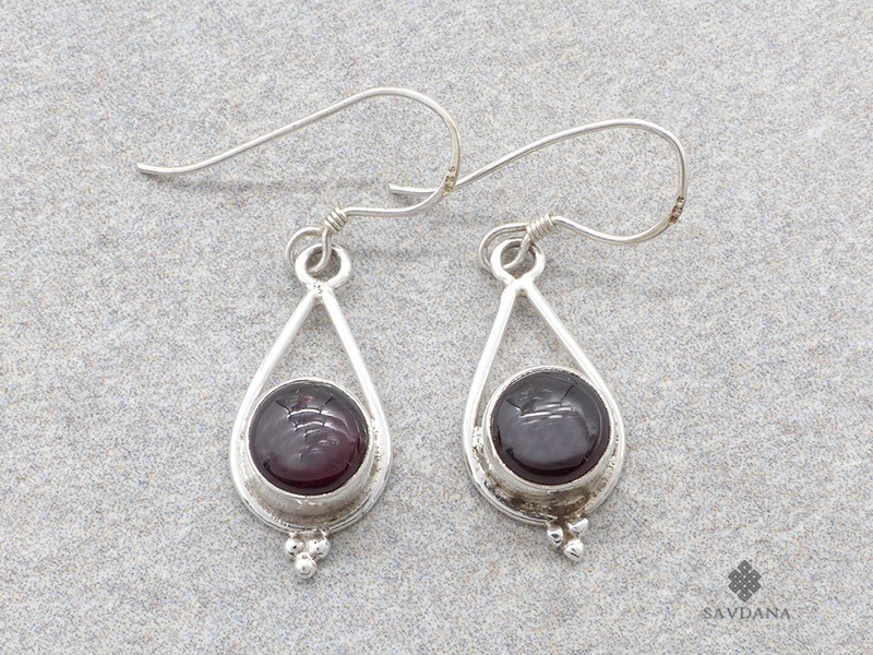 BdOA237 Boucles d'Oreille Argent Massif Grenat