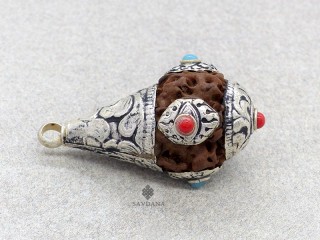 P109 Pendentif Tibétain Rudraksha