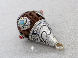P109 Pendentif Tibétain Rudraksha