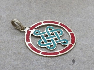 P110 Pendentif Tibétain Om Nœud Sans Fin 