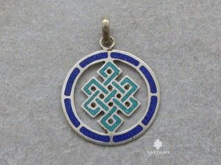 P112 Pendentif Tibétain Om Nœud Sans Fin 