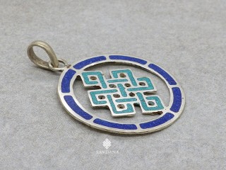 P112 Pendentif Tibétain Om Nœud Sans Fin 