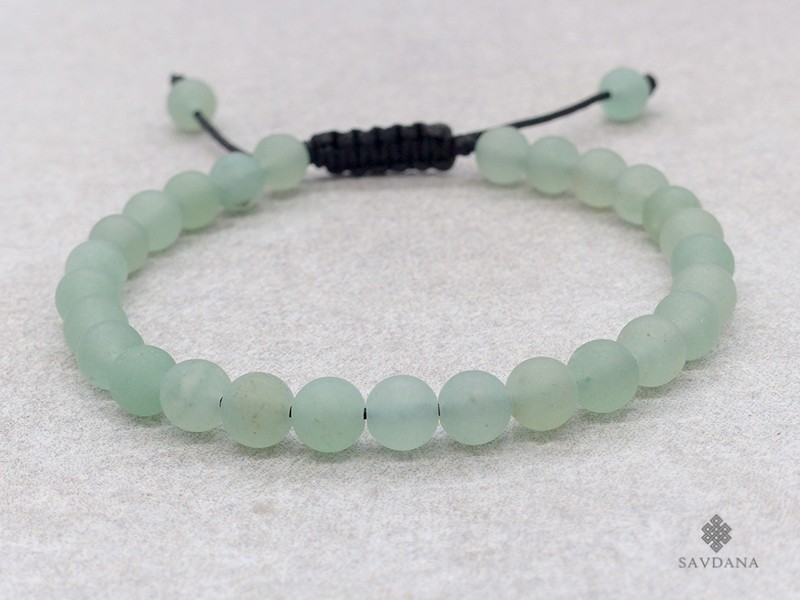 BrMala462 Bracelet Mala de Prières Tibétain Aventurine Mate