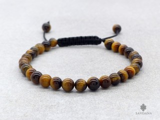 BrMala460 Bracelet Mala de Prières Tibétain Oeil de Tigre