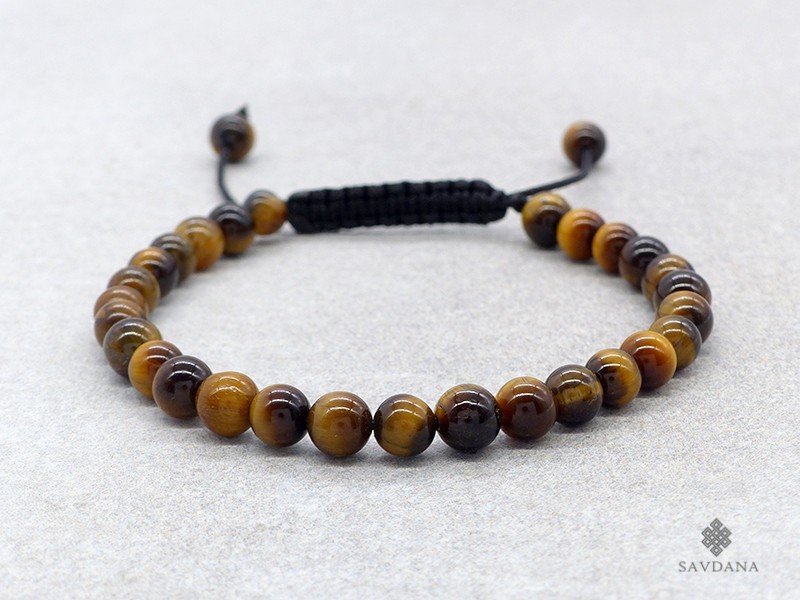 BrMala460 Bracelet Mala de Prières Tibétain Oeil de Tigre