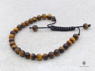 BrMala460 Bracelet Mala de Prières Tibétain Oeil de Tigre