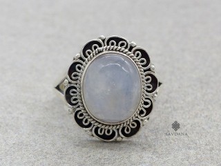 BA442 Bague Argent Massif Pierre de Lune. Taille 58