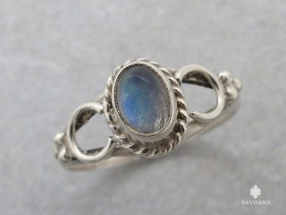 BA567 Bague Argent Massif Labradorite. Taille 59