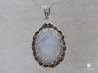 PA592 Pendentif Argent Massif Pierre de Lune
