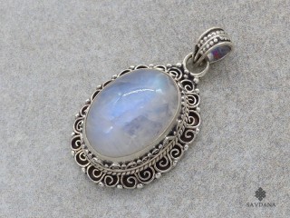 PA592 Pendentif Argent Massif Pierre de Lune