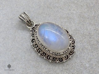 PA592 Pendentif Argent Massif Pierre de Lune