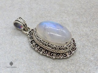PA592 Pendentif Argent Massif Pierre de Lune