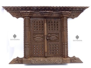 Div100 Porte Népalaise Traditionnelle Yeux de Bouddha