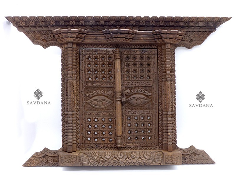 Div100 Porte Népalaise Traditionnelle Yeux de Bouddha
