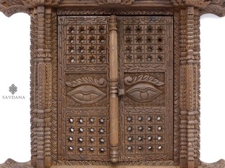 Div100 Porte Népalaise Traditionnelle Yeux de Bouddha
