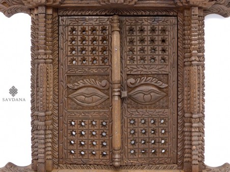 Div100 Porte Népalaise Traditionnelle Yeux de Bouddha