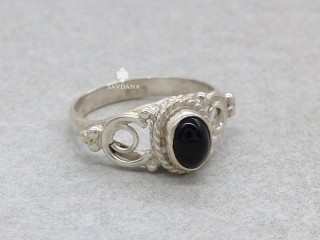 BA399 Bague Argent Massif Onyx. Taille 56