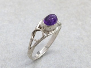 BA557 Bague Argent Massif Améthyste. Taille 57