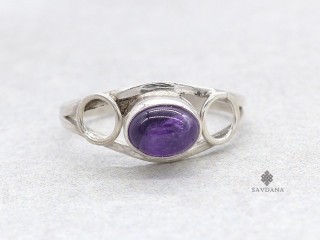BA557 Bague Argent Massif Améthyste. Taille 57