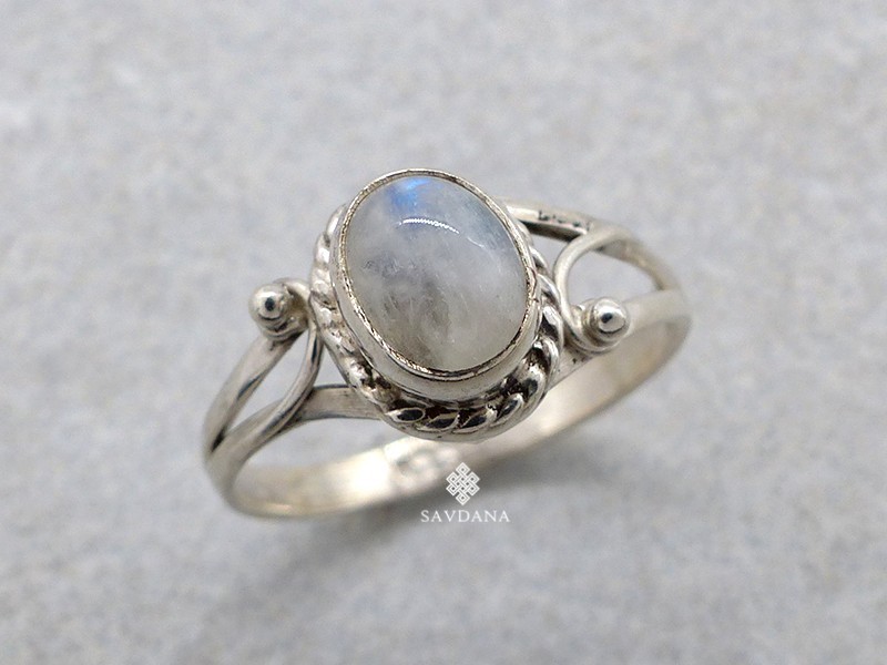 BA573 Bague Argent Massif Pierre de Lune. Taille 56