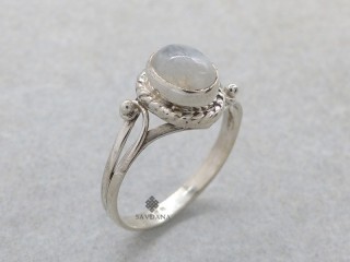 BA573 Bague Argent Massif Pierre de Lune. Taille 56