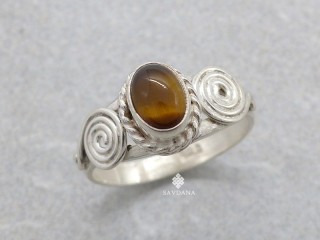 BA574 Bague Argent Massif Oeil de Tigre. Taille 54