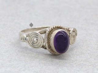 BA575 Bague Argent Massif Améthyste. Taille 53