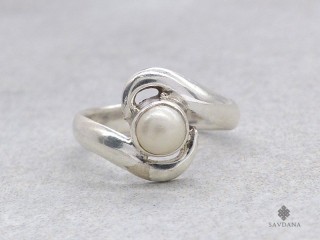 BA586 Bague Argent Massif Perle. Taille 49