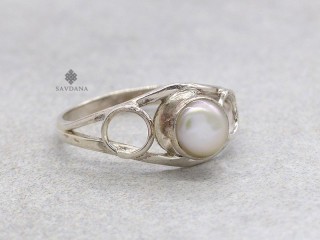 BA588 Bague Argent Massif Perle. Taille 56