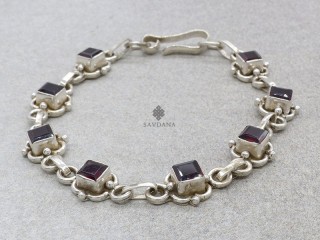 BrA93 Bracelet Argent Massif Grenat