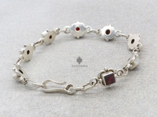 BrA93 Bracelet Argent Massif Grenat