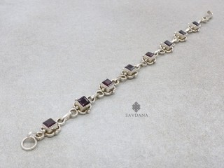 BrA93 Bracelet Argent Massif Grenat