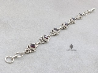 BrA109 Bracelet Argent Massif Grenat