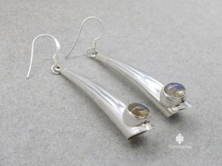 BdOA208 Boucles d'Oreille Argent Massif Labradorite
