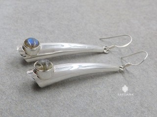 BdOA208 Boucles d'Oreille Argent Massif Labradorite