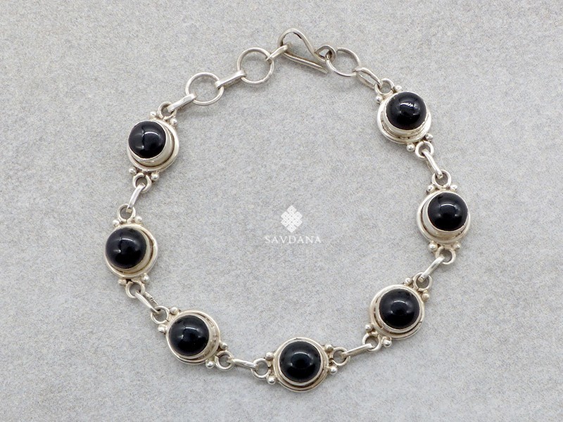 BrA136 Bracelet Argent Massif Onyx