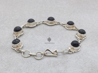 BrA136 Bracelet Argent Massif Onyx